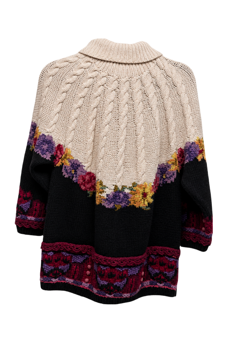 1970s Cream Wool Blend Cardigan - Back View