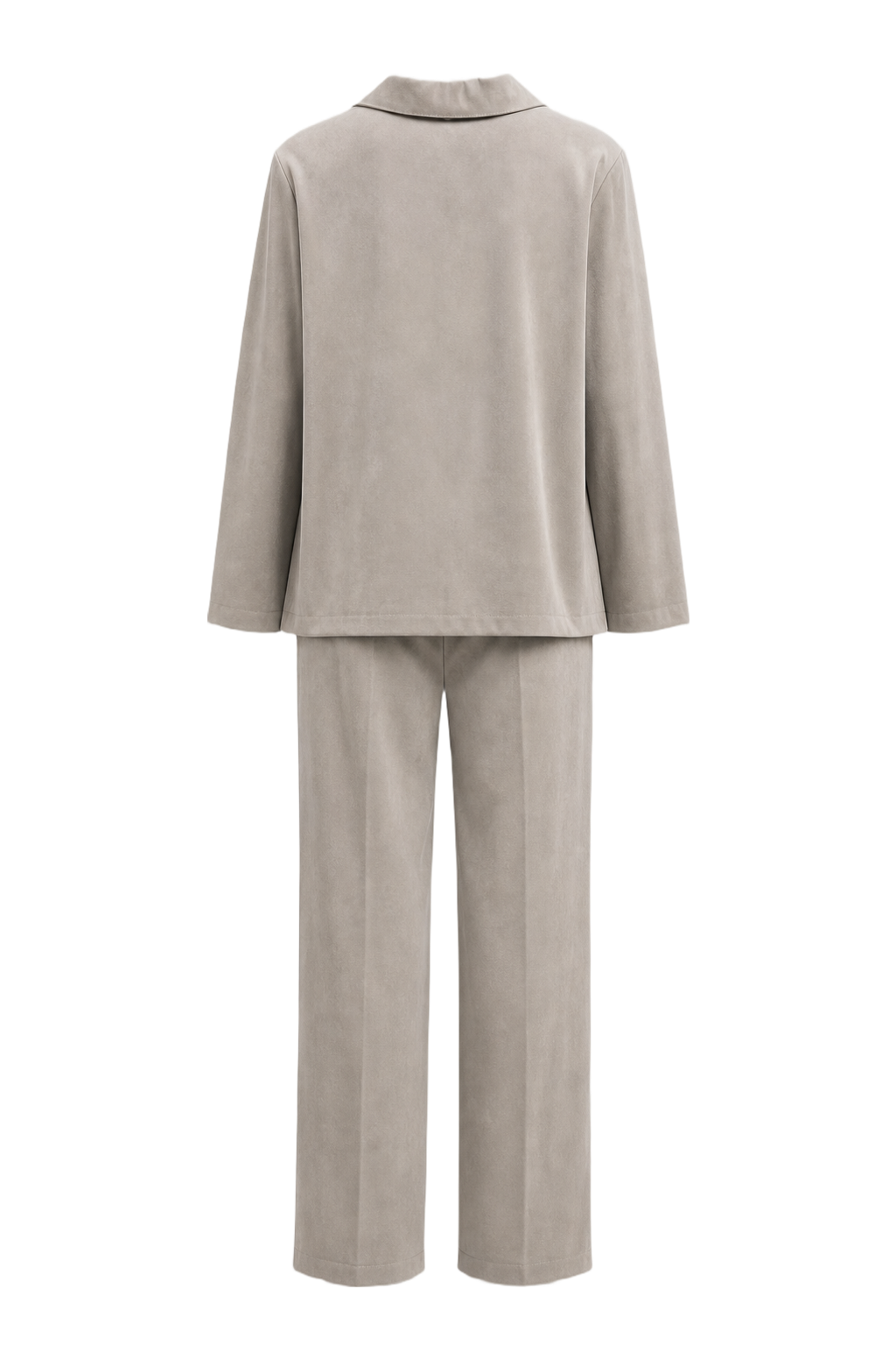 1980s Beige Synthetic Blend Blazer and Trousers Set - Back View