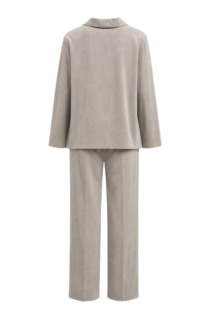 1980s Beige Synthetic Blend Blazer and Trousers Set - Back View