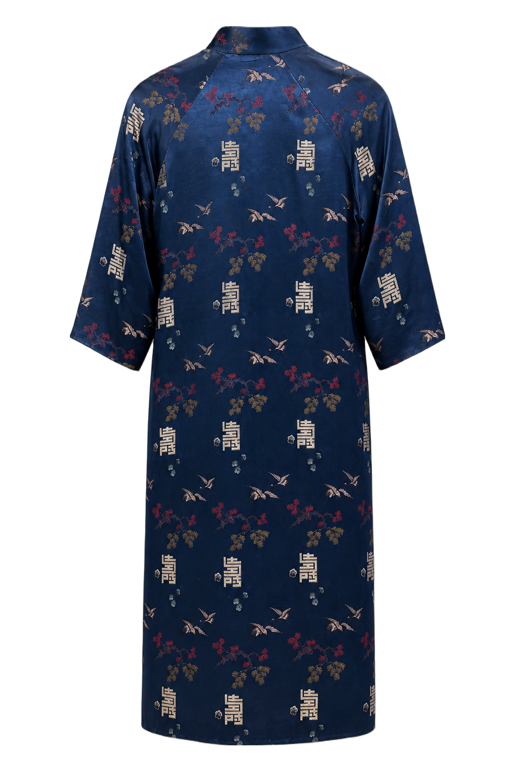 1970s Royal Blue Satin Dress - Back View