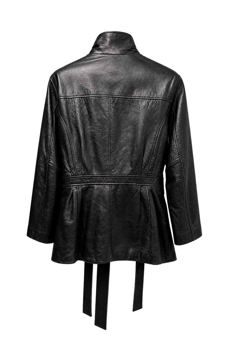 1990s Black Leather Jacket - Back View