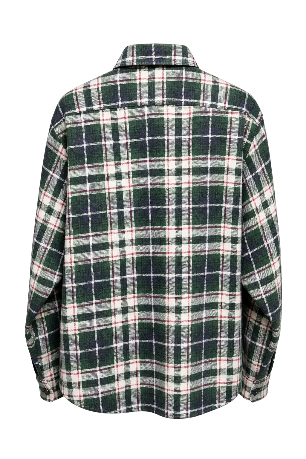 1980s Green Cotton Blend Flannel Shirt - Back View