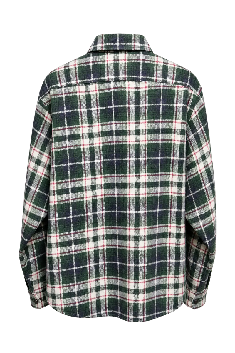 1980s Green Cotton Blend Flannel Shirt - Back View