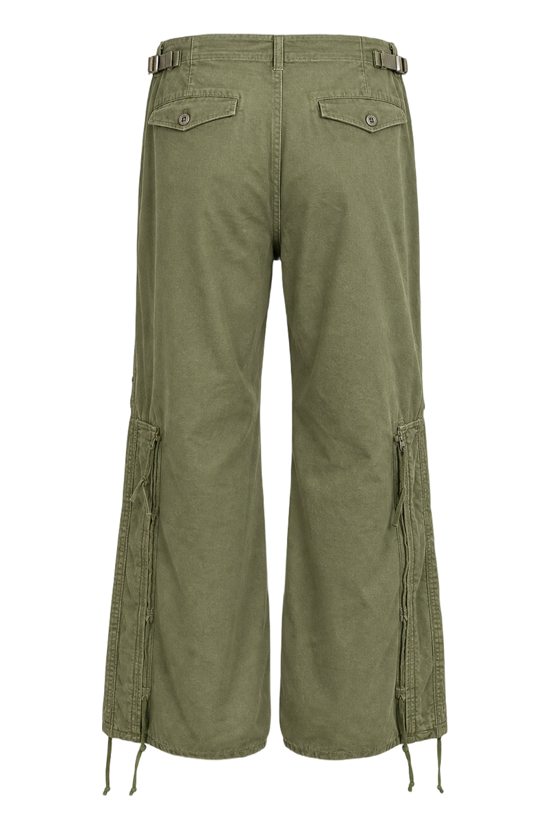 1940s Olive Green Cotton Pants - Back View