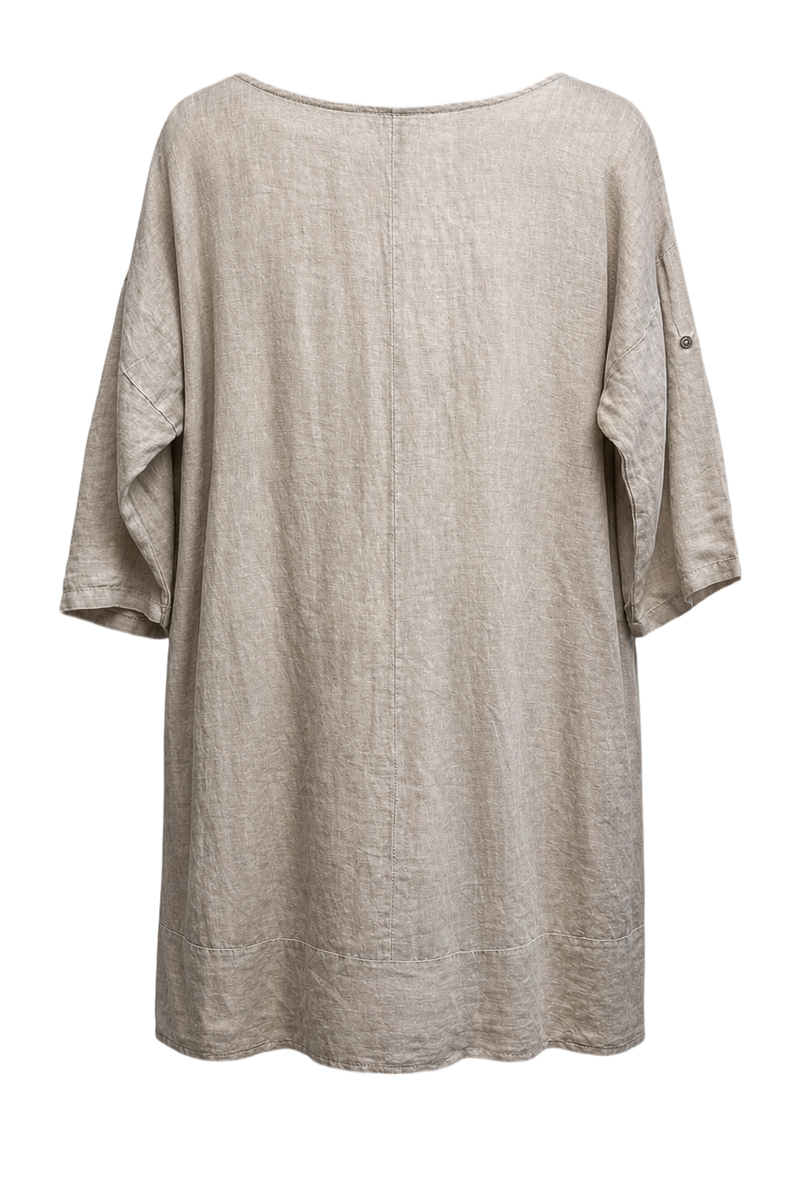 1970s Light Grey Linen Dress - Back View