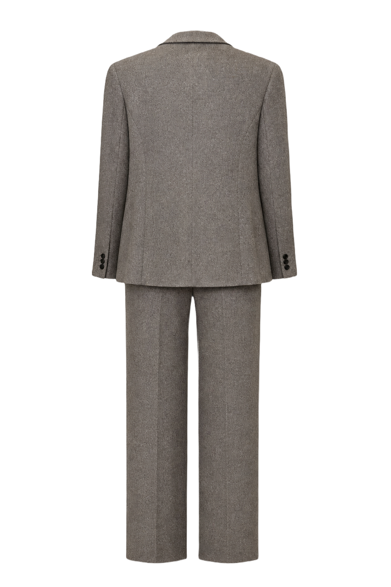 1990s Grey Wool Blend Ensemble - Back View