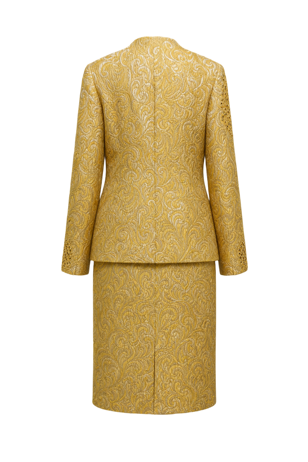 1980s Gold Metallic Blazer and Skirt Set - Back View