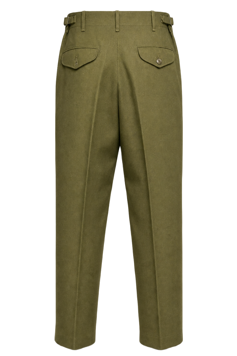 1940s Olive Green Wool Blend Trousers - Back View