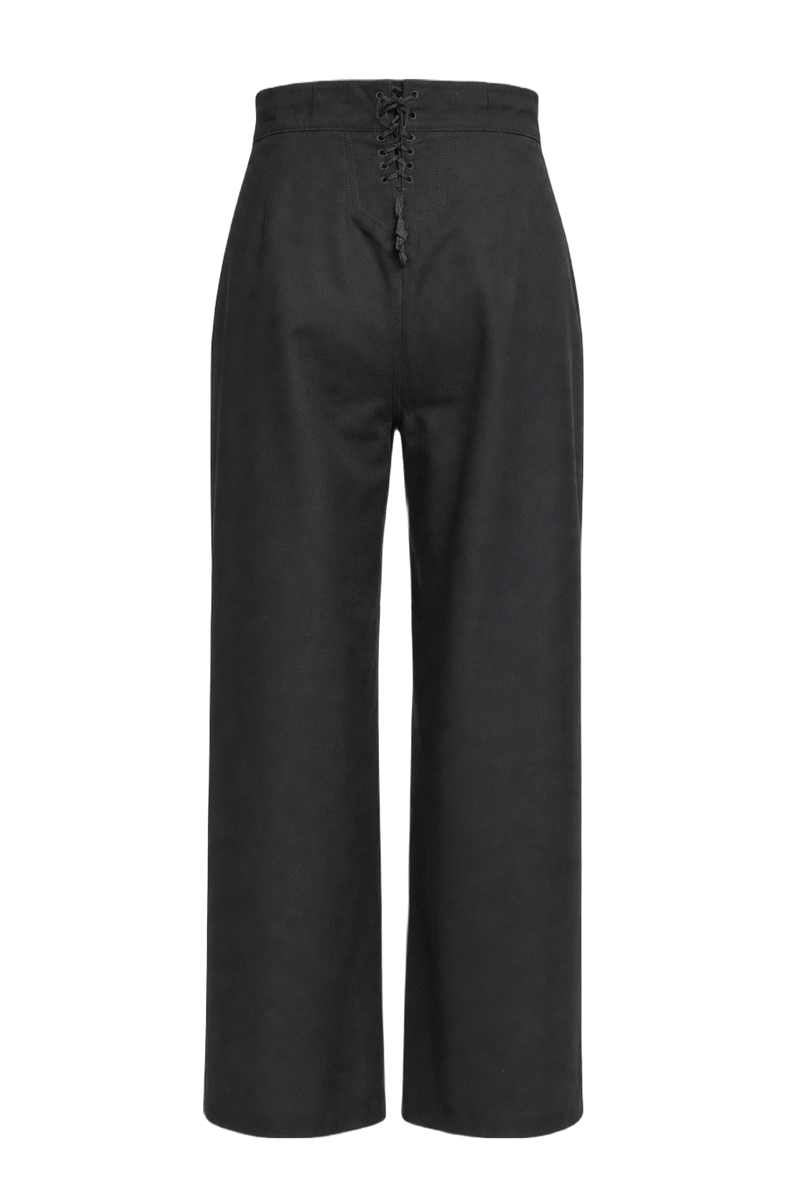 1940s Black Wool Blend Trousers - Back View