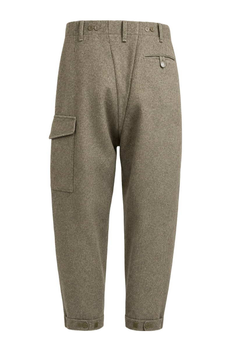 1940s Olive Green Wool Blend Trousers - Back View