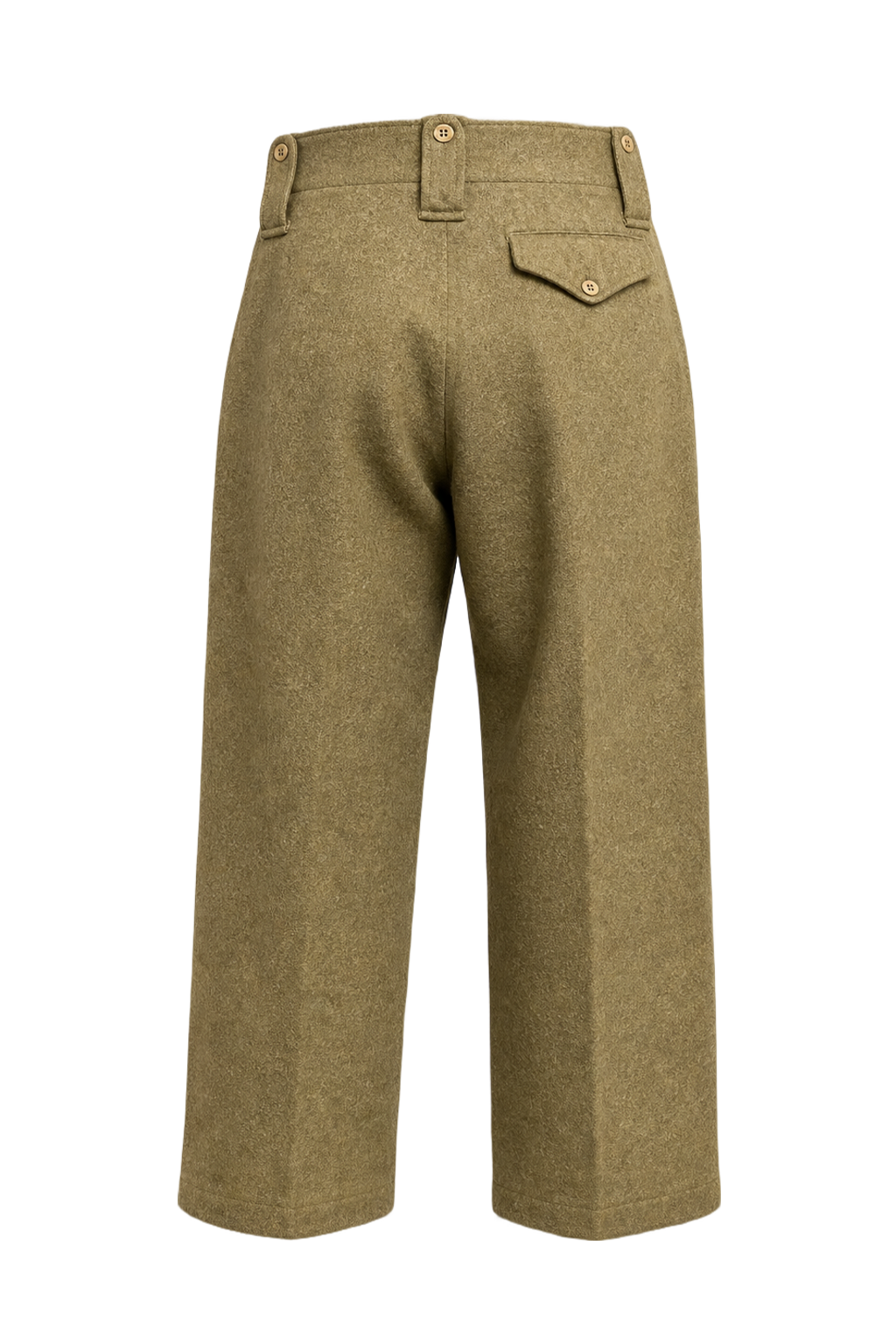 1940s Olive Green Wool Trousers - Back View