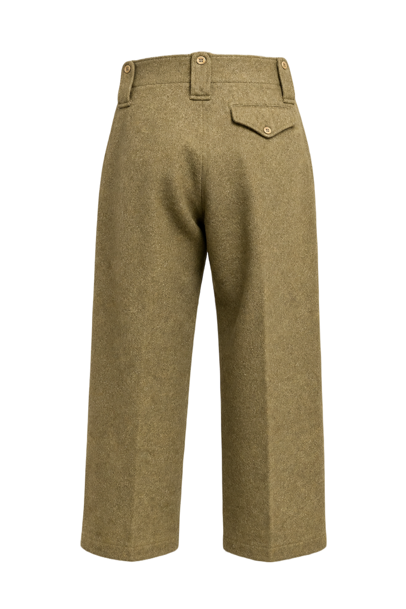 1940s Olive Green Wool Trousers - Back View