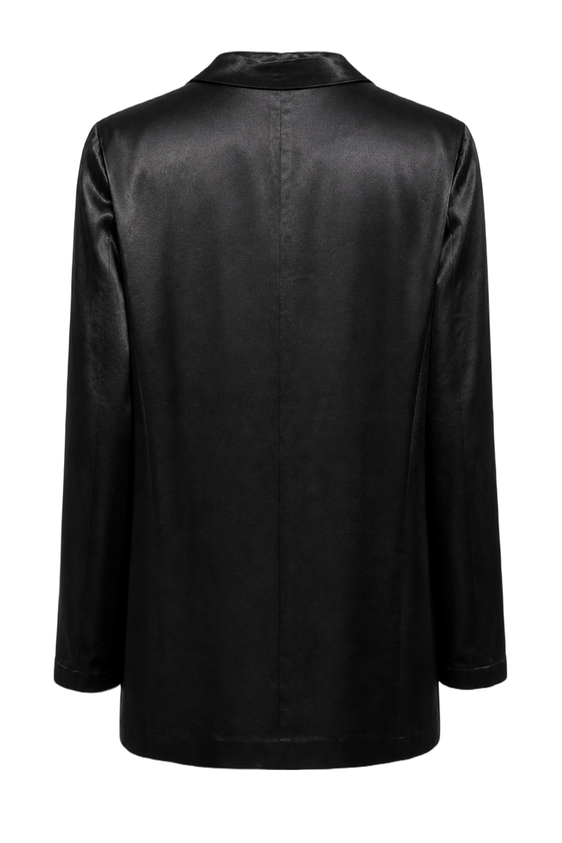 1990s Black Silk Blend Blazer - Back View