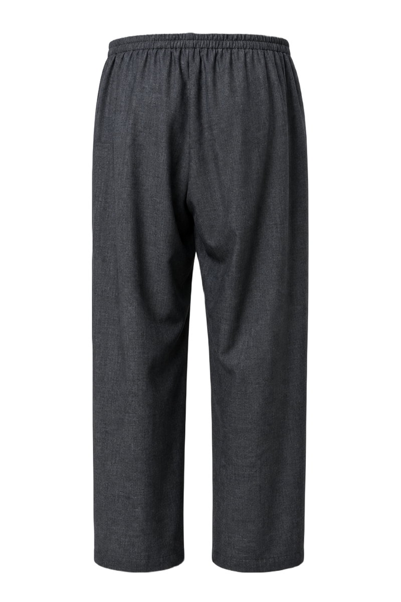 1990s Charcoal Grey Wool Blend Trousers - Back View