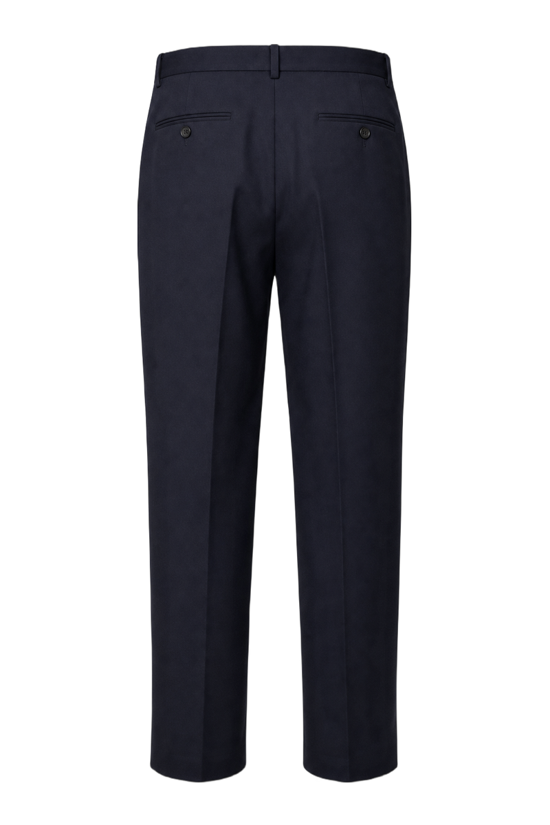 1990s Navy Blue Wool Blend Trousers - Back View