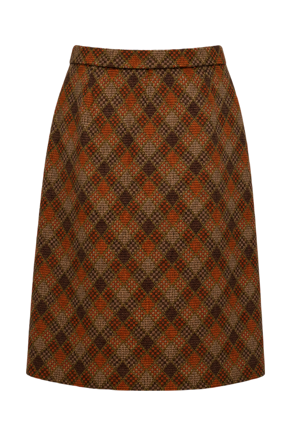 1970s Brown Wool Blend Skirt - Back View