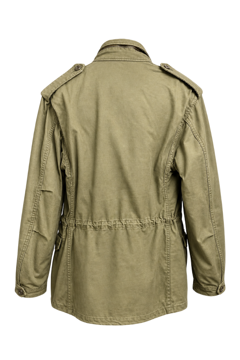 1940s Olive Green Cotton Jacket - Back View