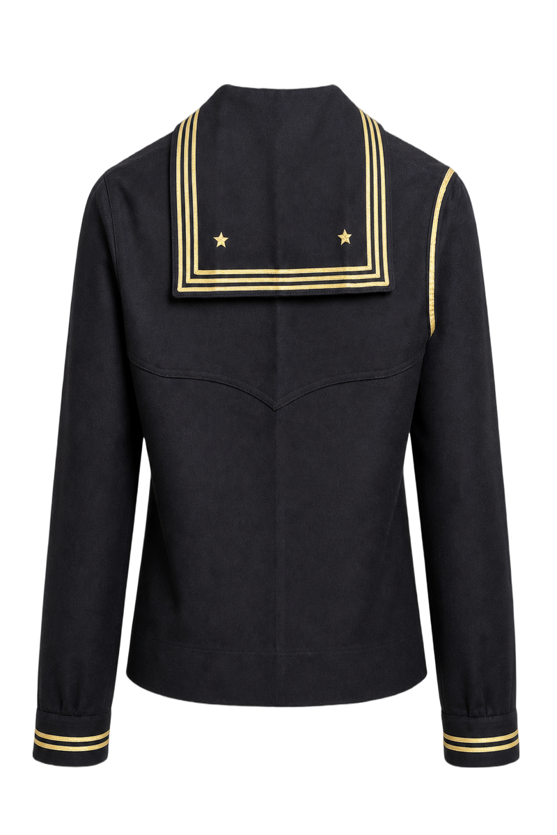1940s Navy Blue Wool Sailor Shirt - Back View