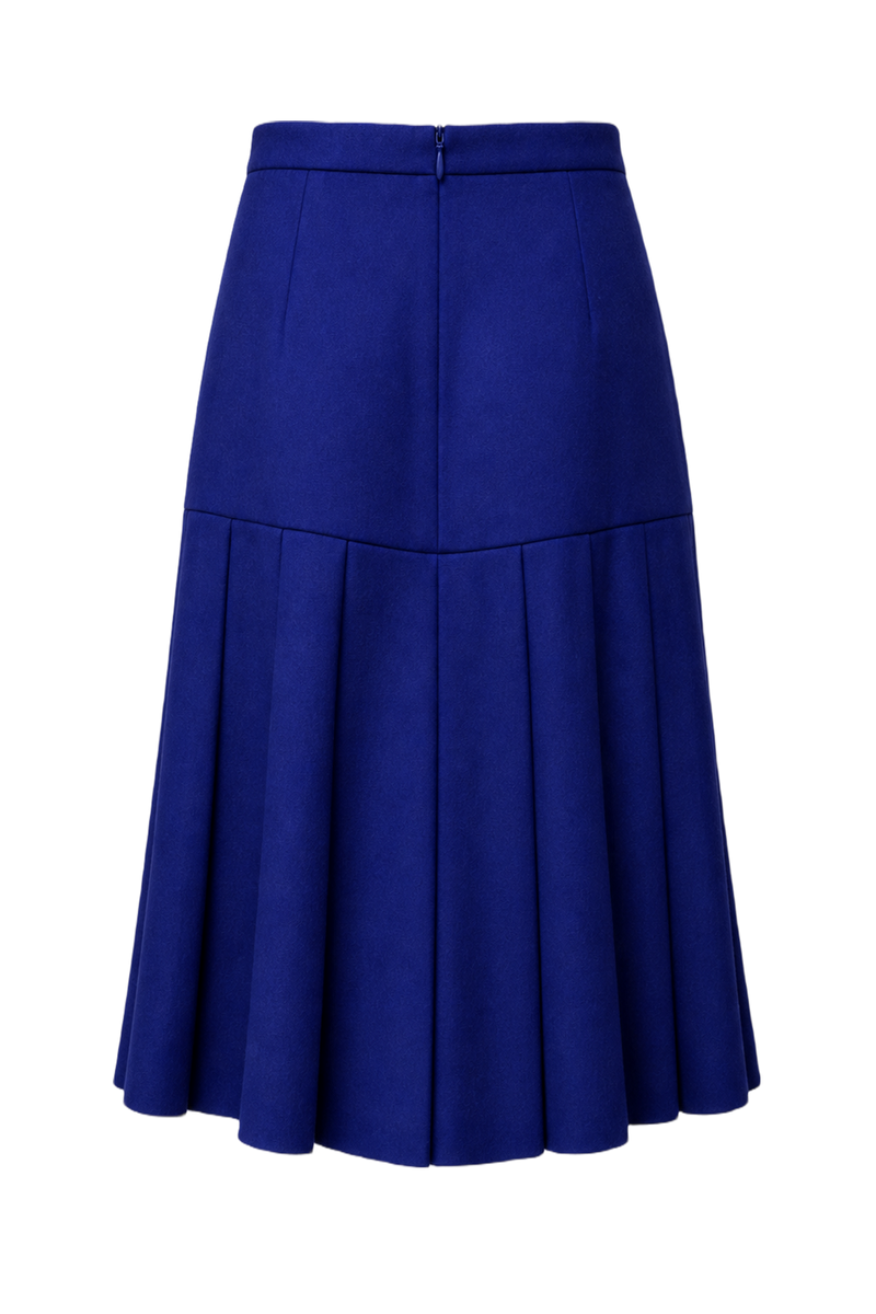 1970s Royal Blue Polyester Skirt - Back View