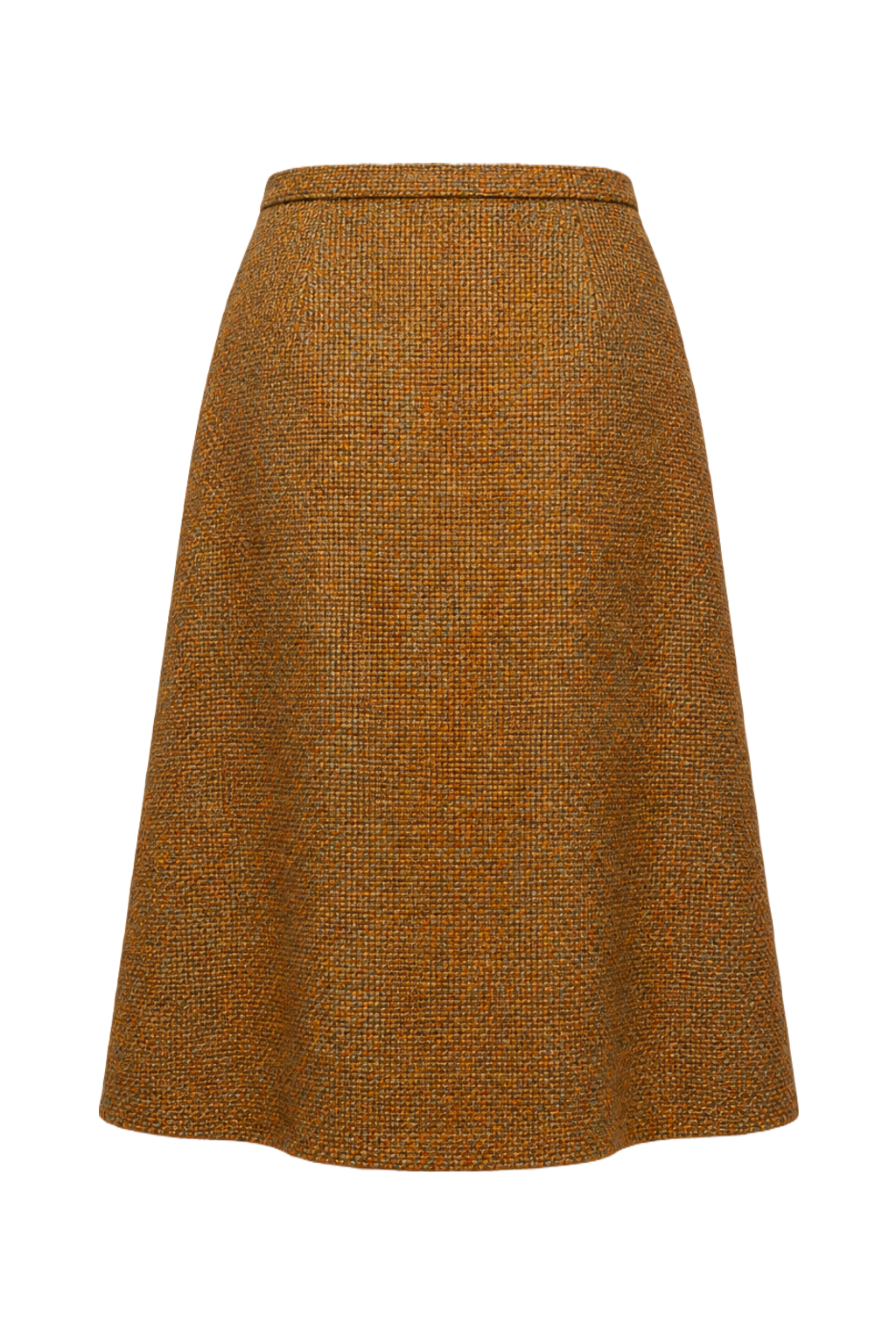 [1980s] Orange Tweed Wool Blend Skirt - Back View