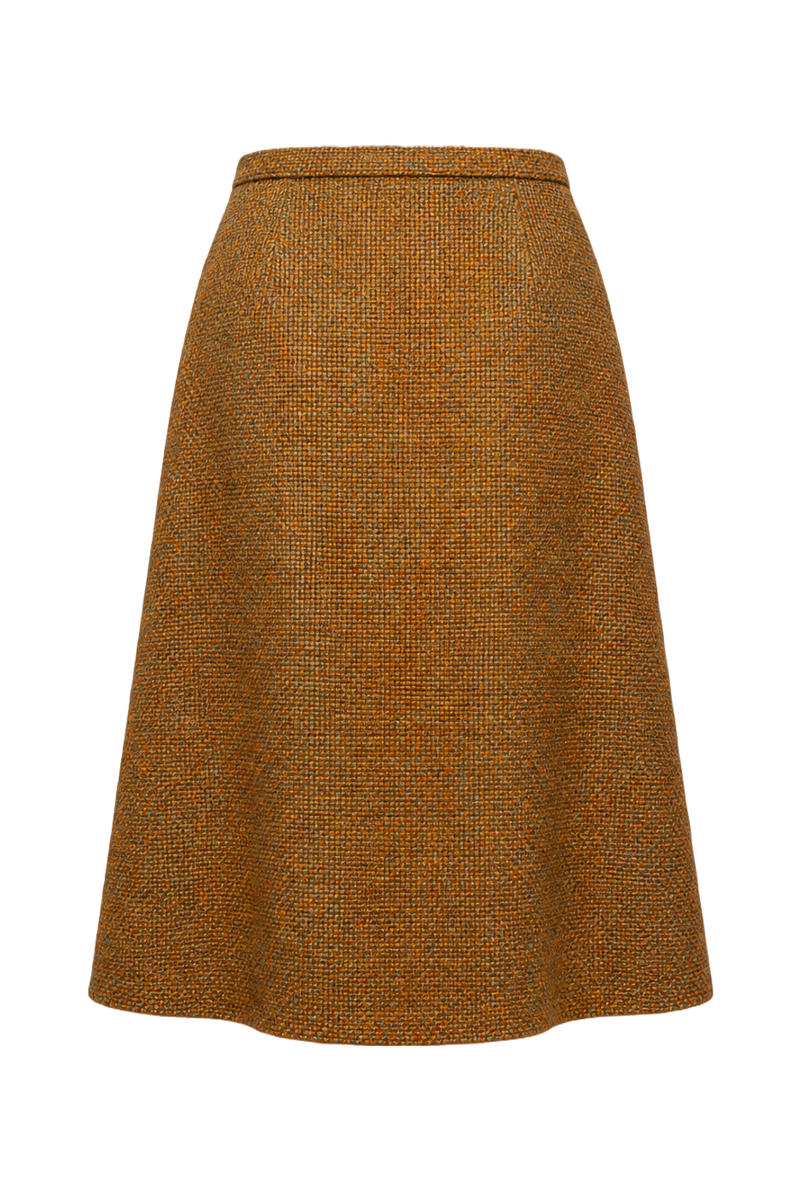 [1980s] Orange Tweed Wool Blend Skirt - Back View
