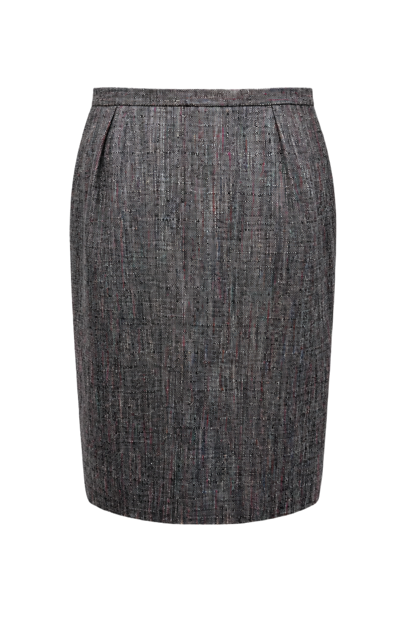 1980s Grey Tweed Skirt - Back View