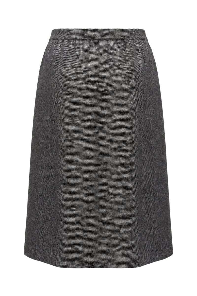 1990s Gray Wool Blend Skirt - Back View