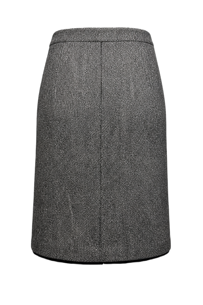 1990s Grey Wool Blend Skirt - Back View