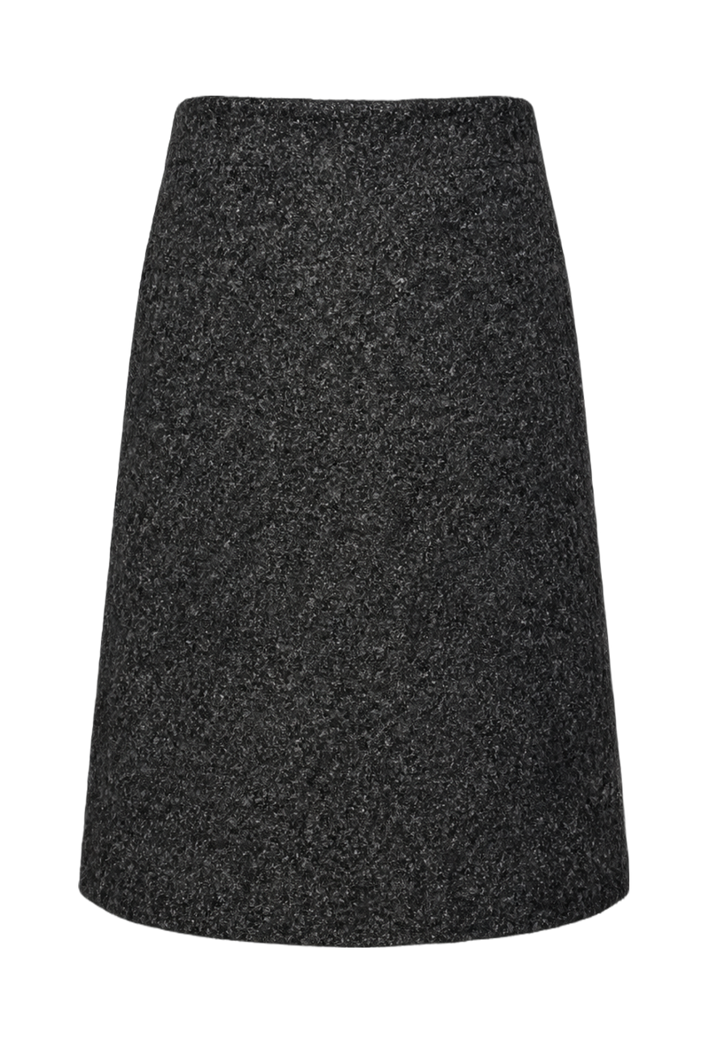 1990s Charcoal Grey Wool Blend Skirt - Back View