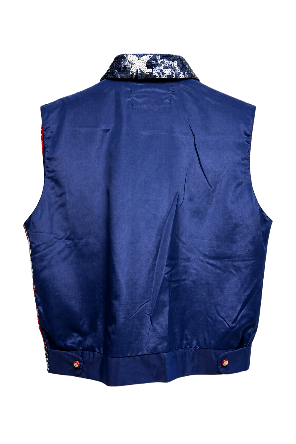 1980s Navy Blue Polyester Vest - Back View