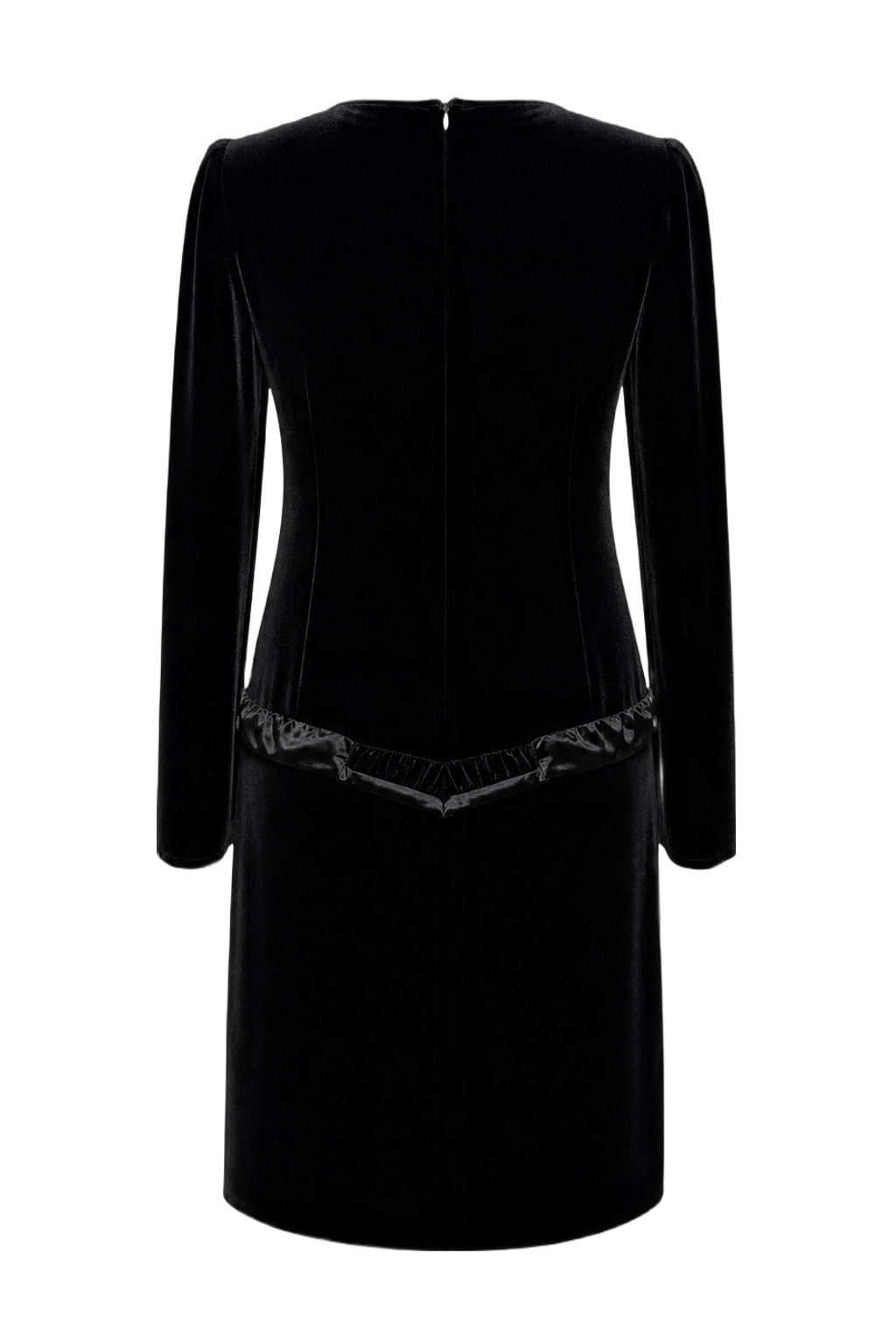 1980s Black Velvet Dress - Back View