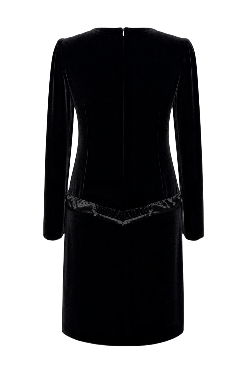 1980s Black Velvet Dress - Back View