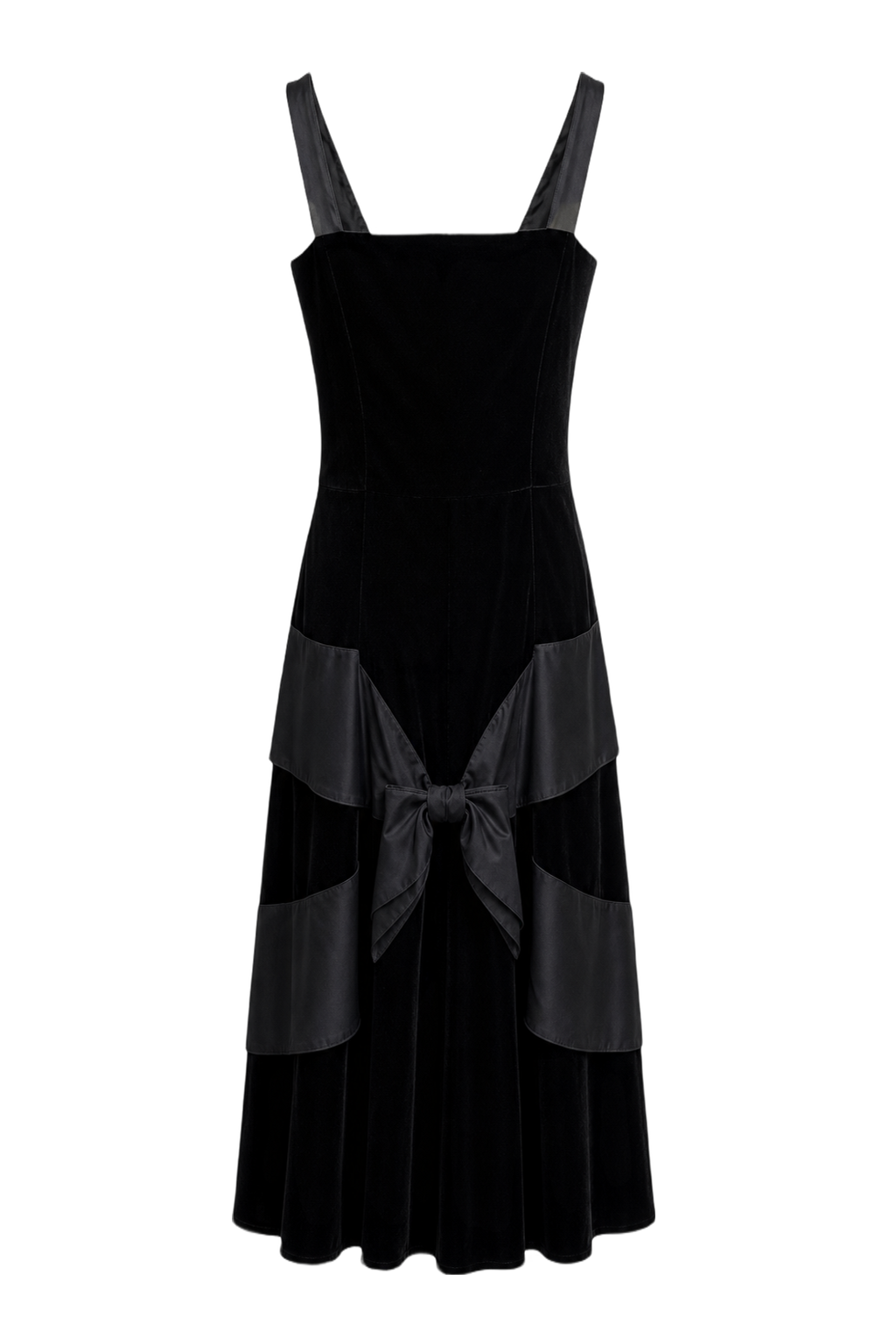 1990s Black Synthetic Blend Dress - Back View