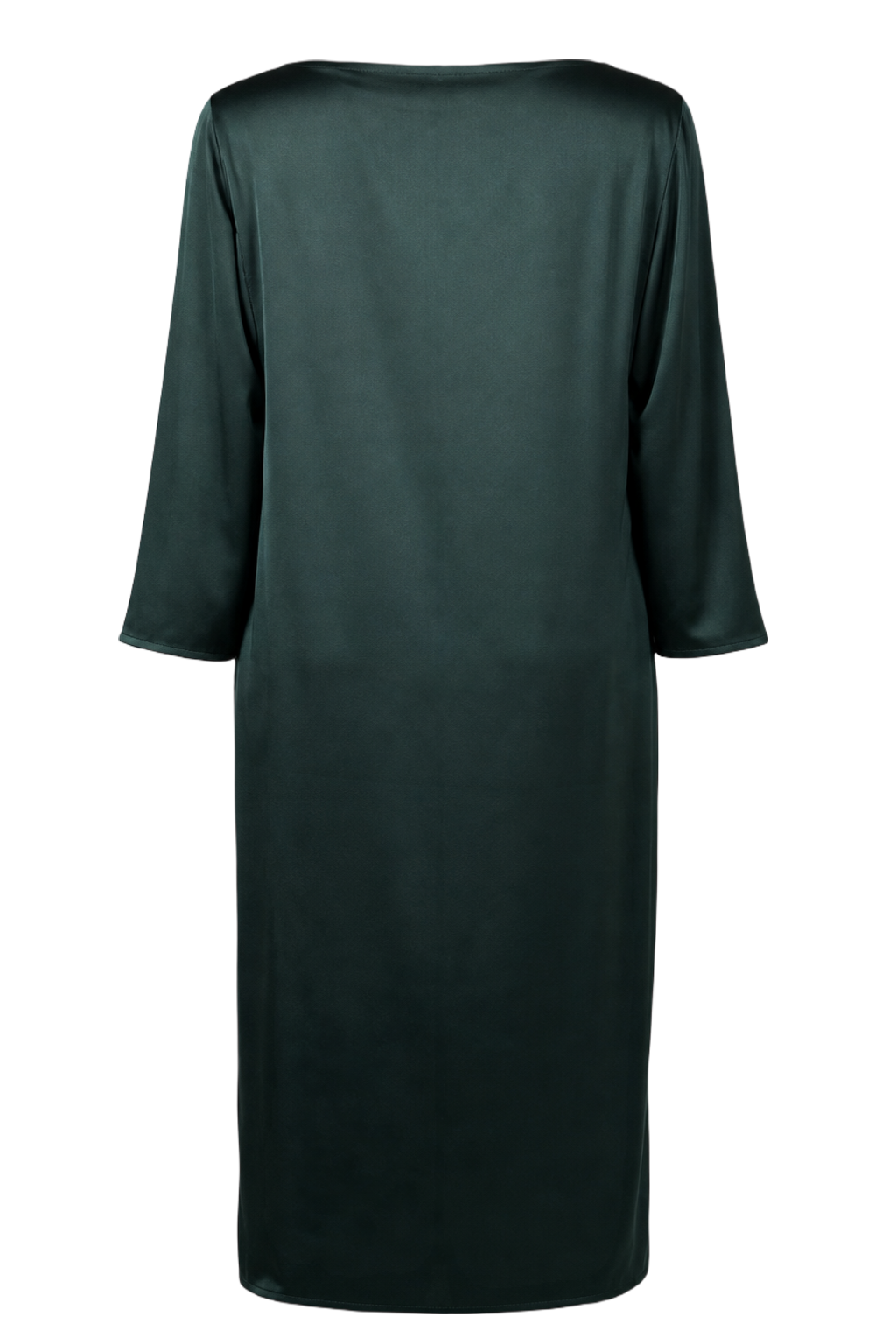 1970s Dark Green Synthetic Blend Shift Dress - Back View