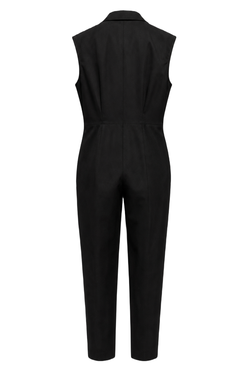 1990s Black Synthetic Blend Jumpsuit - Back View
