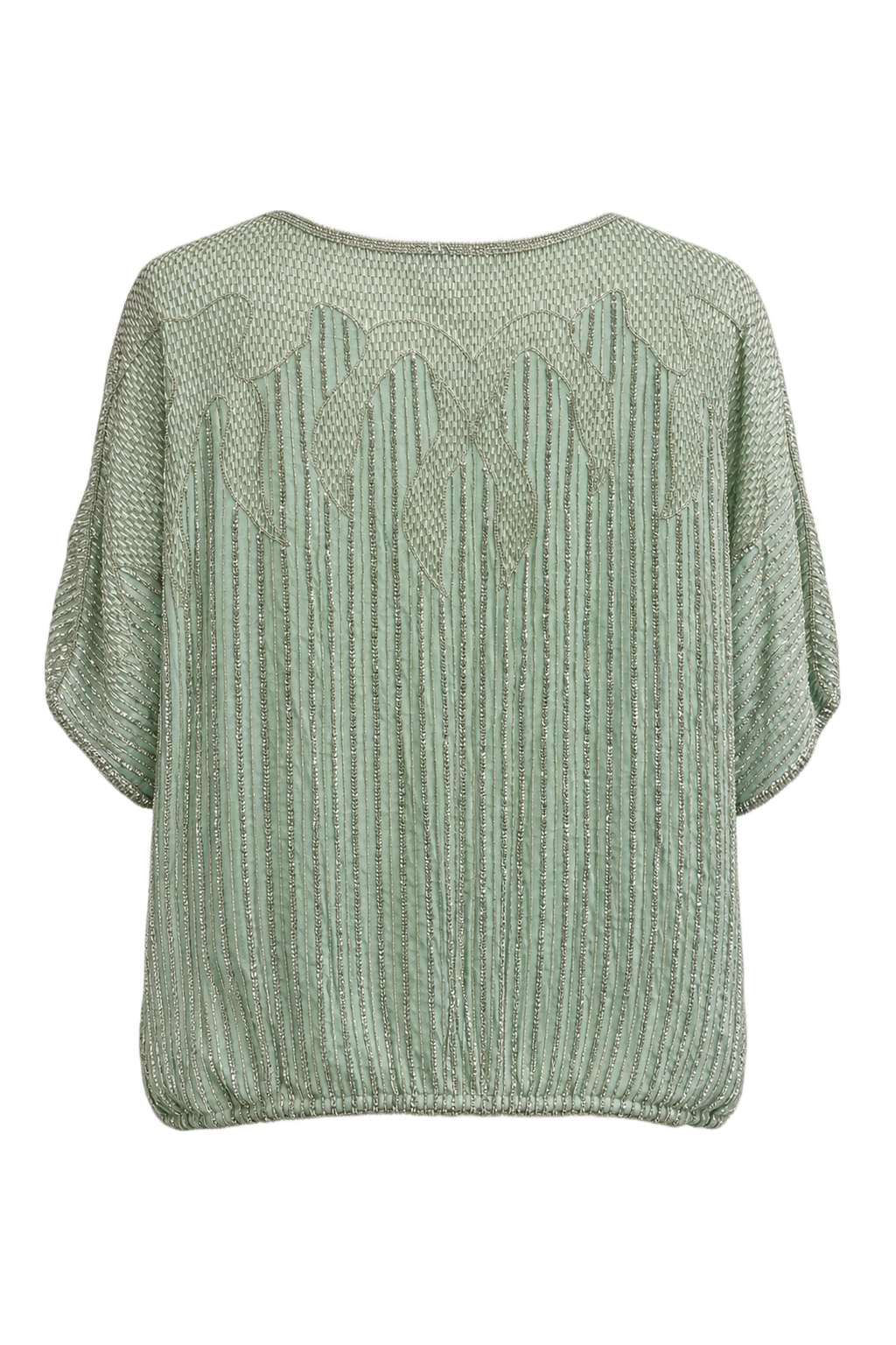 1980s Mint Green Synthetic Blend Blouse - Back View