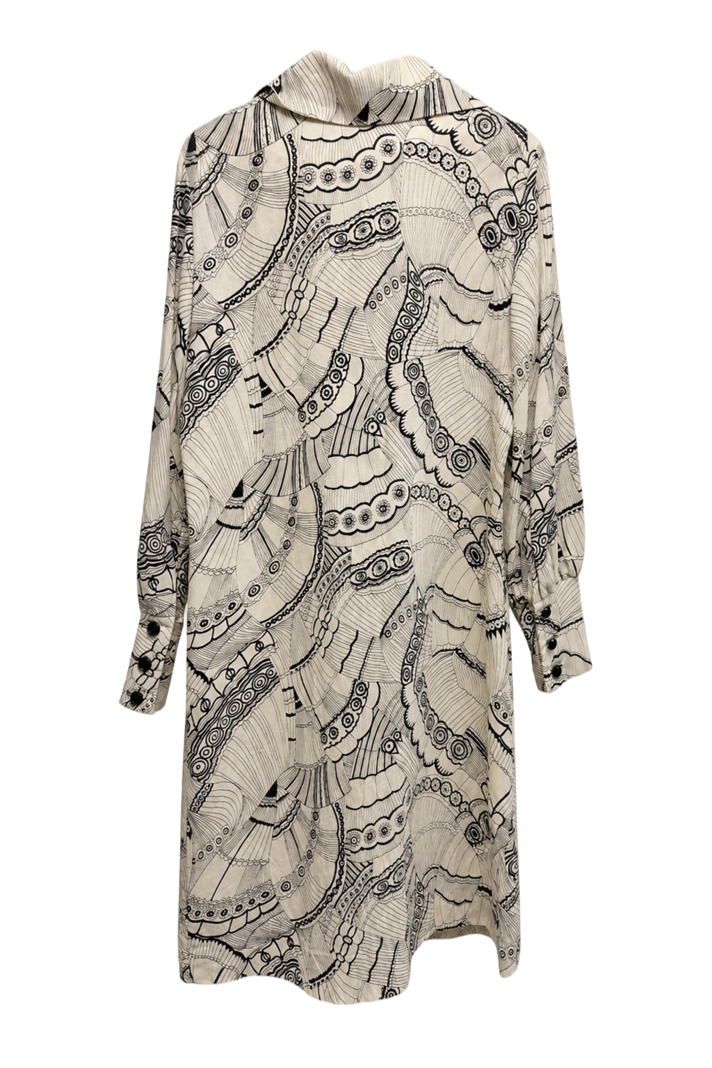 1990s Cream White Synthetic Blend Coat - Back View