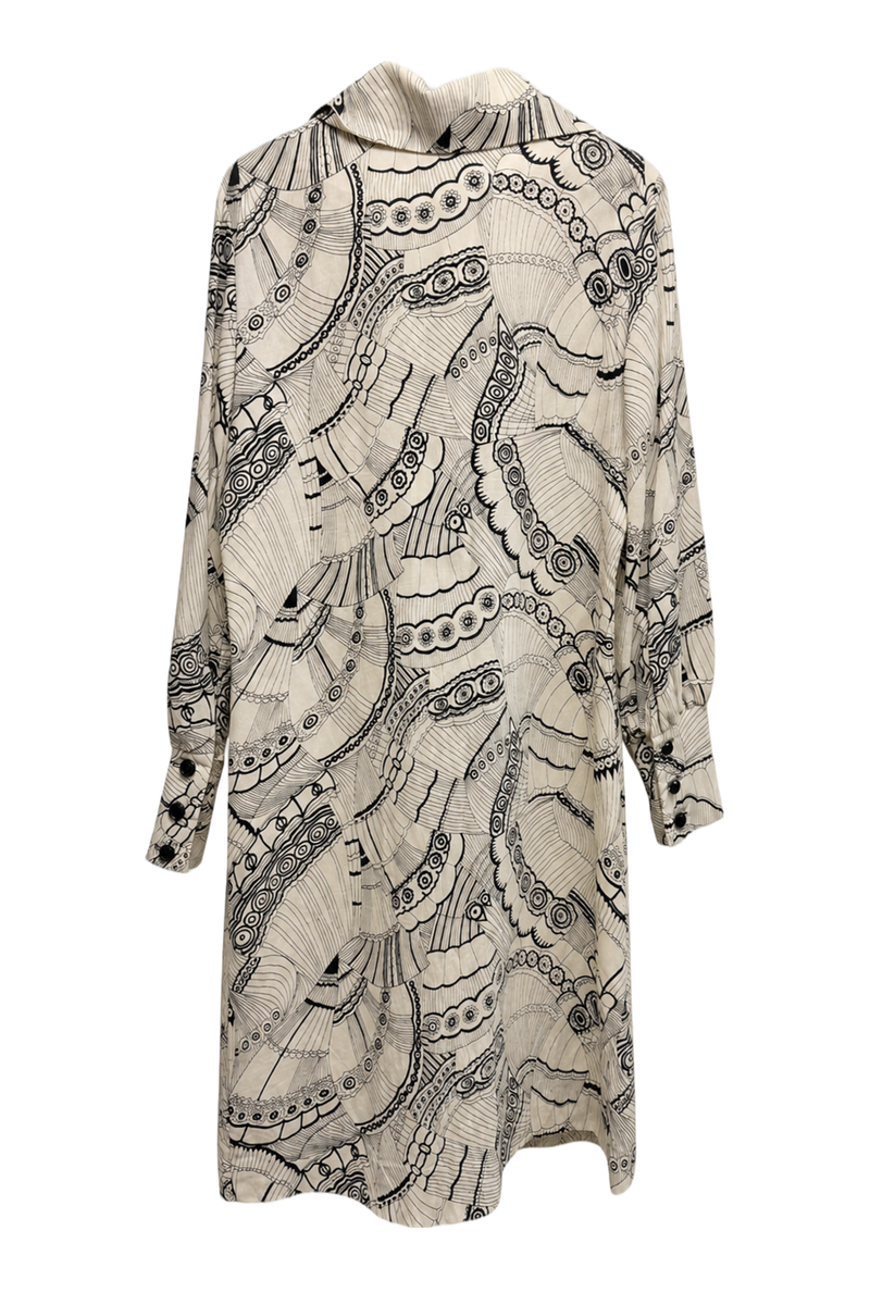 1990s Cream White Synthetic Blend Coat - Back View