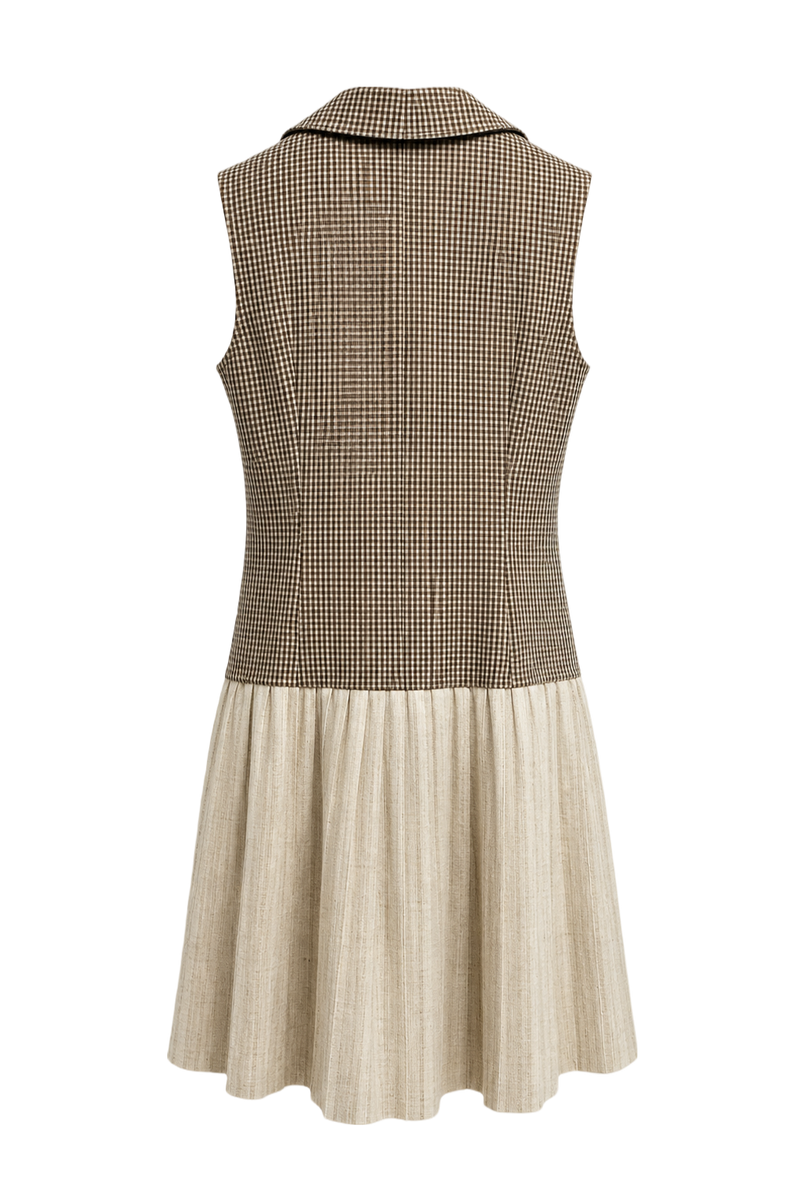 1960s Brown Synthetic Blend Dress - Back View