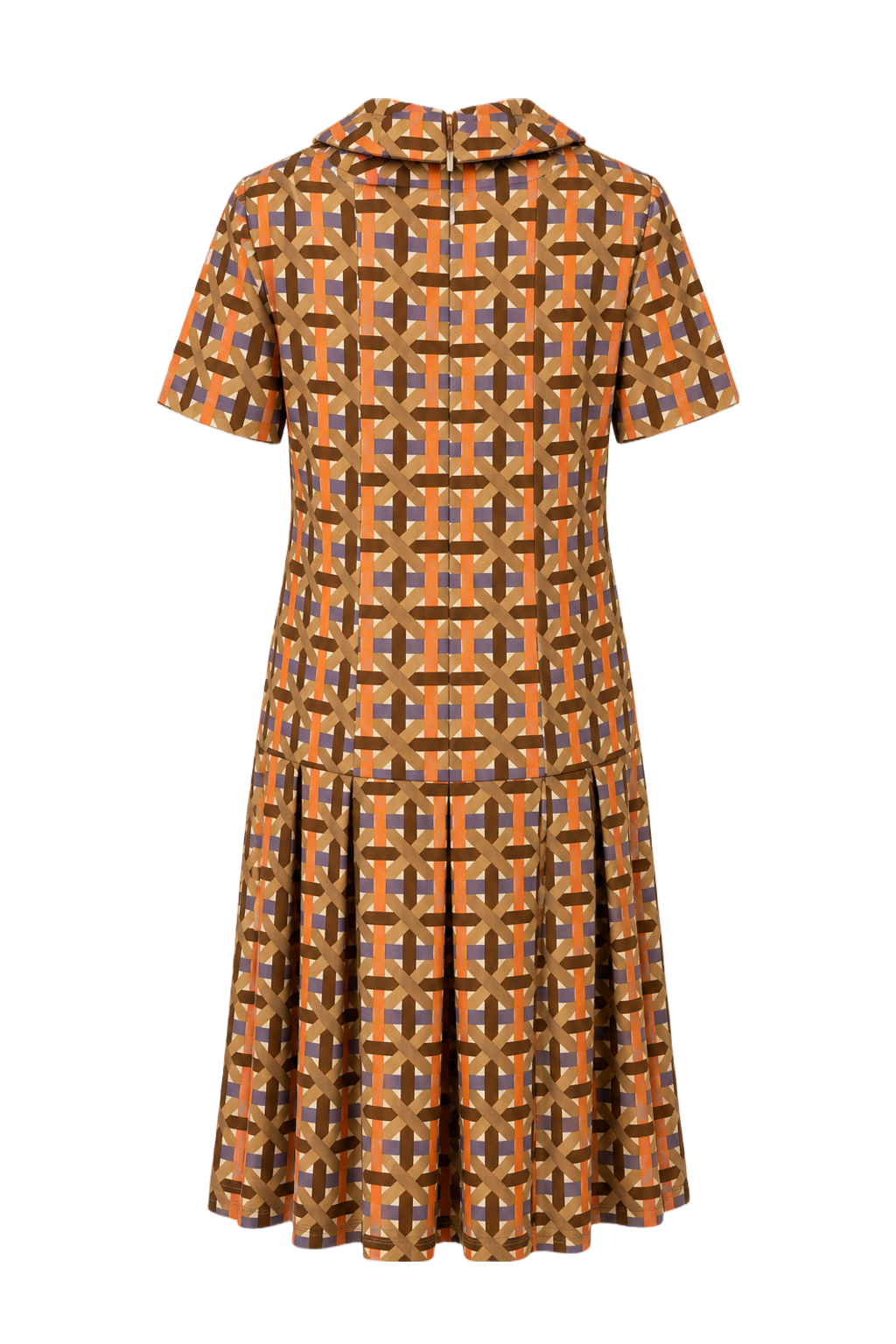 1970s Orange Synthetic Shift Dress - Back View