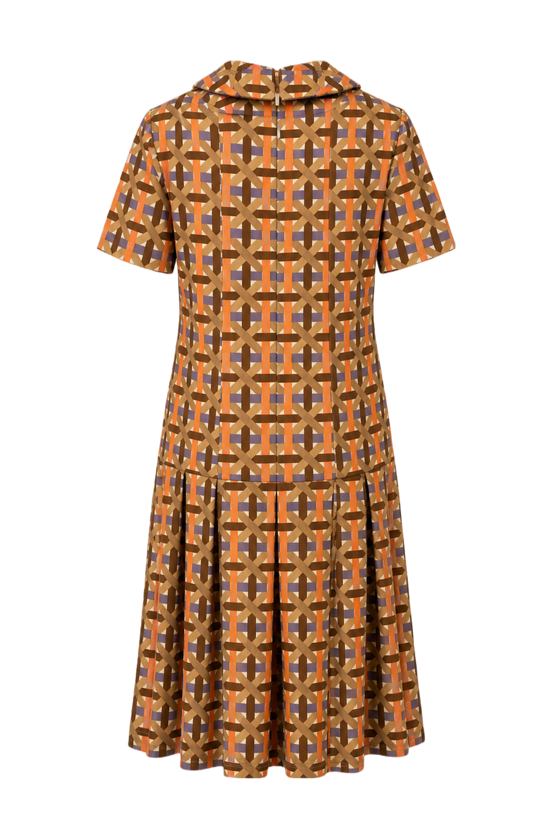 1970s Orange Synthetic Shift Dress - Back View