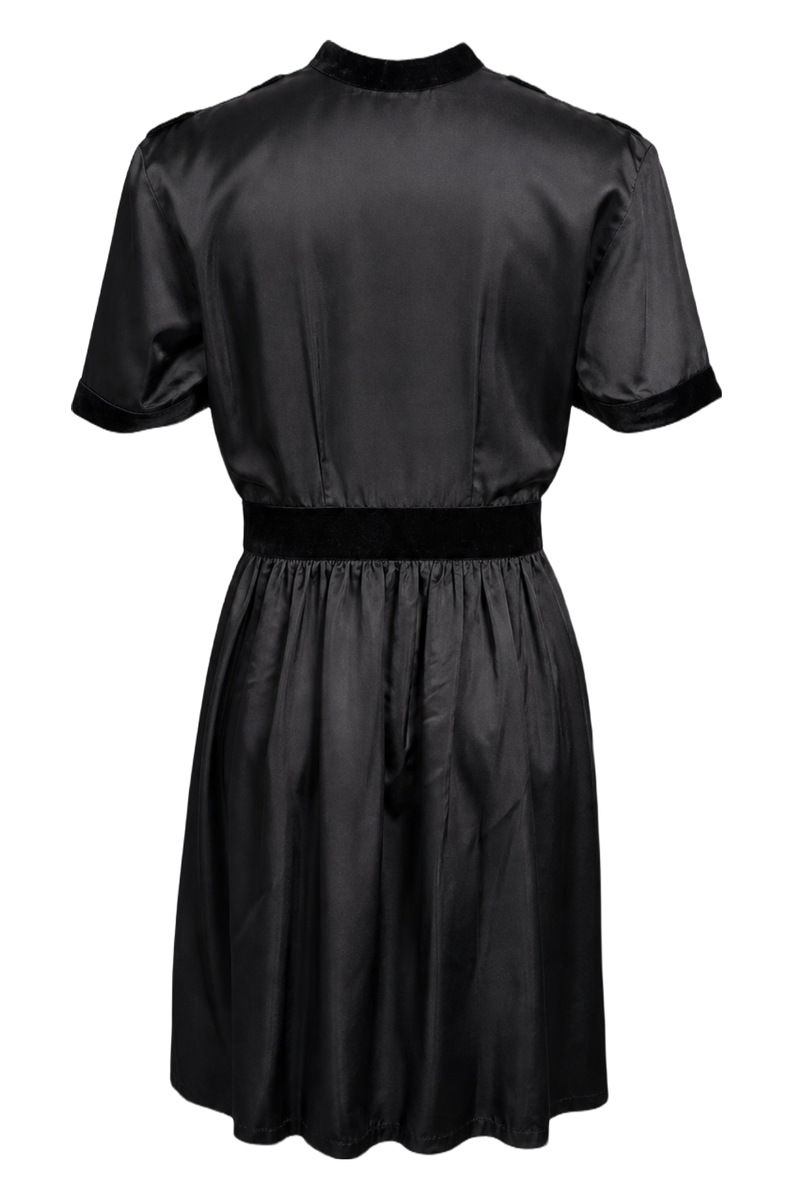 1970s Black Synthetic Blend Dress - Back View