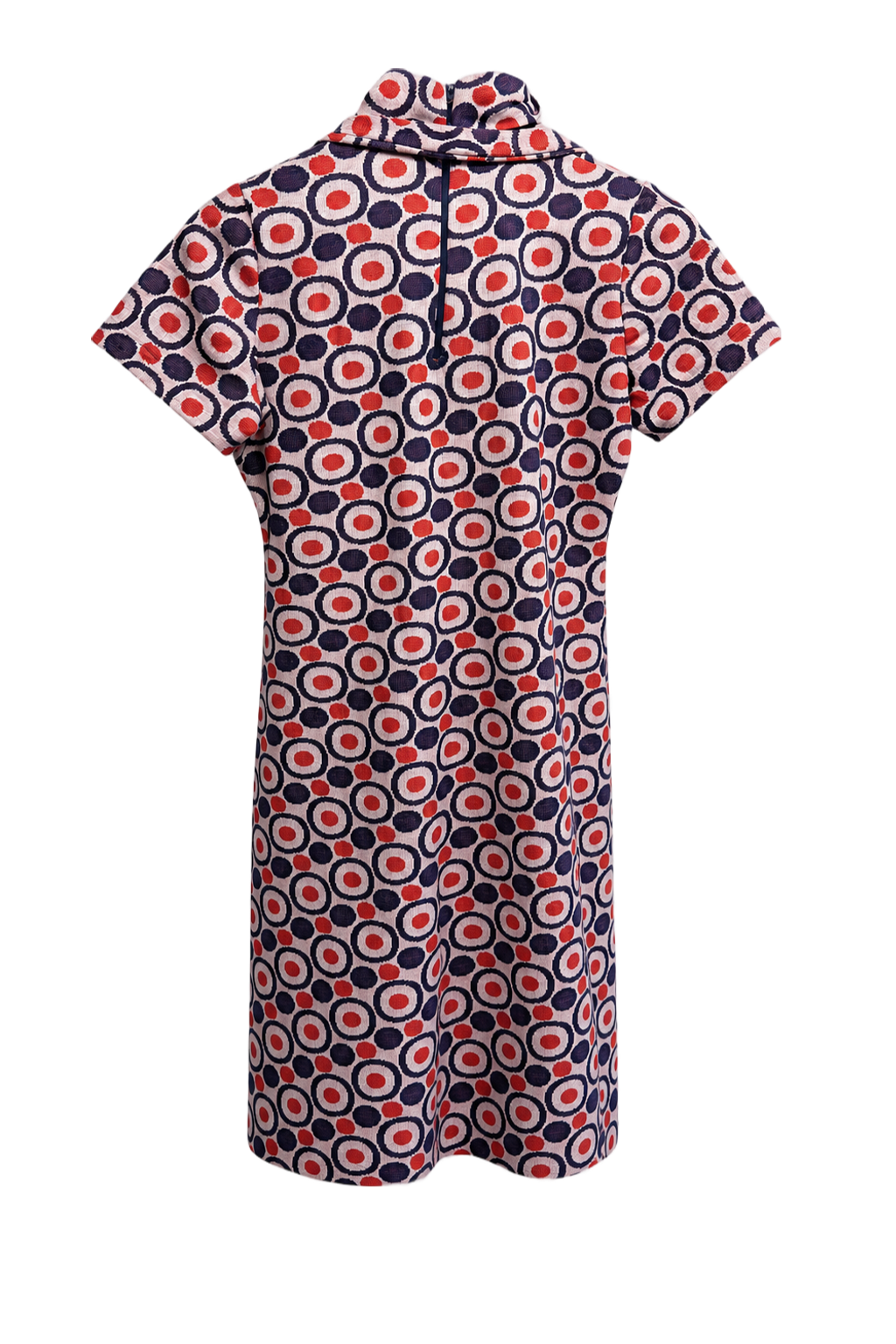 1970s Multicolor Synthetic Blend Shift Dress - Back View