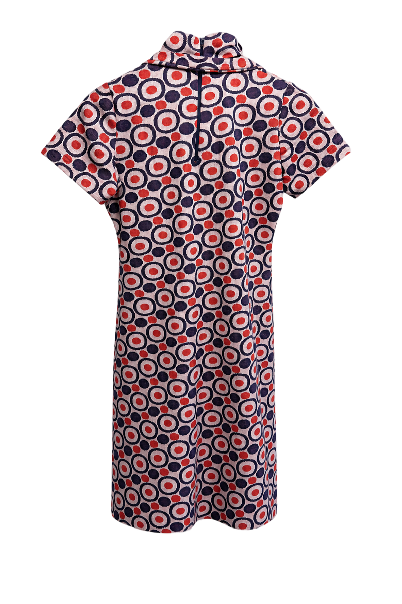 1970s Multicolor Synthetic Blend Shift Dress - Back View