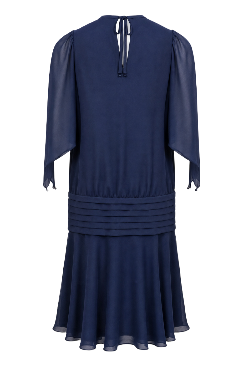 1950s Navy Blue Synthetic Blend Dress - Back View