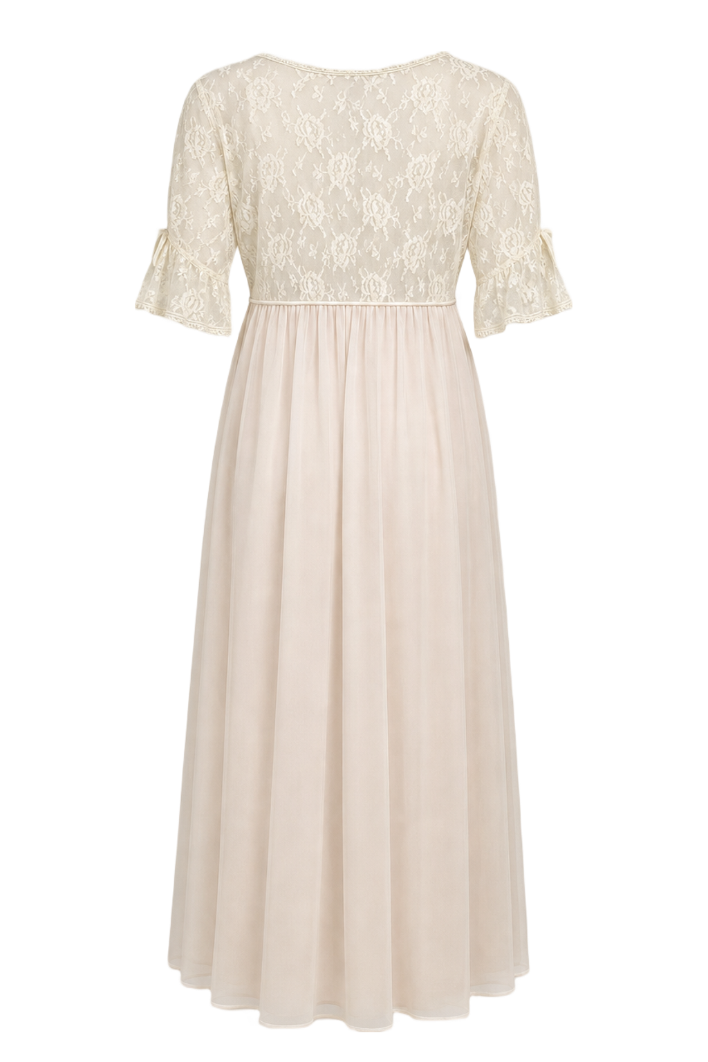 1970s Cream Synthetic Blend Maxi Dress - Back View