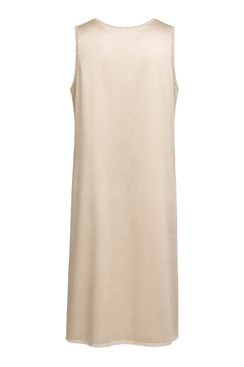 1990s Cream Synthetic Blend Shift Dress - Back View