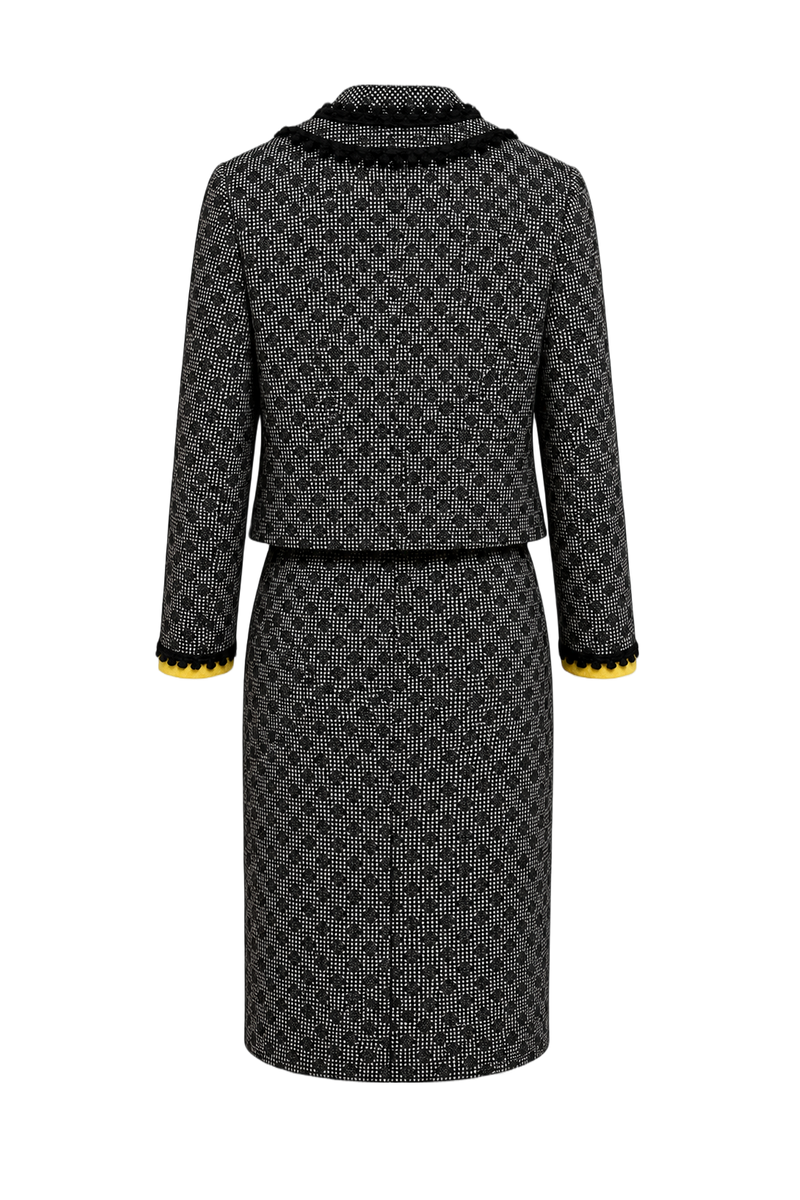 1990s Black and White Synthetic Blend Blouse and Dress Set - Back View