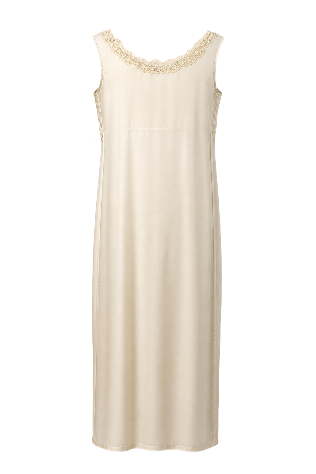 1950s Cream White Synthetic Blend Maxi Dress - Back View