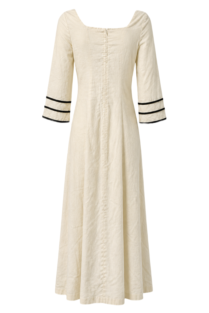 1970s Cream Cotton Blend Maxi Dress - Back View